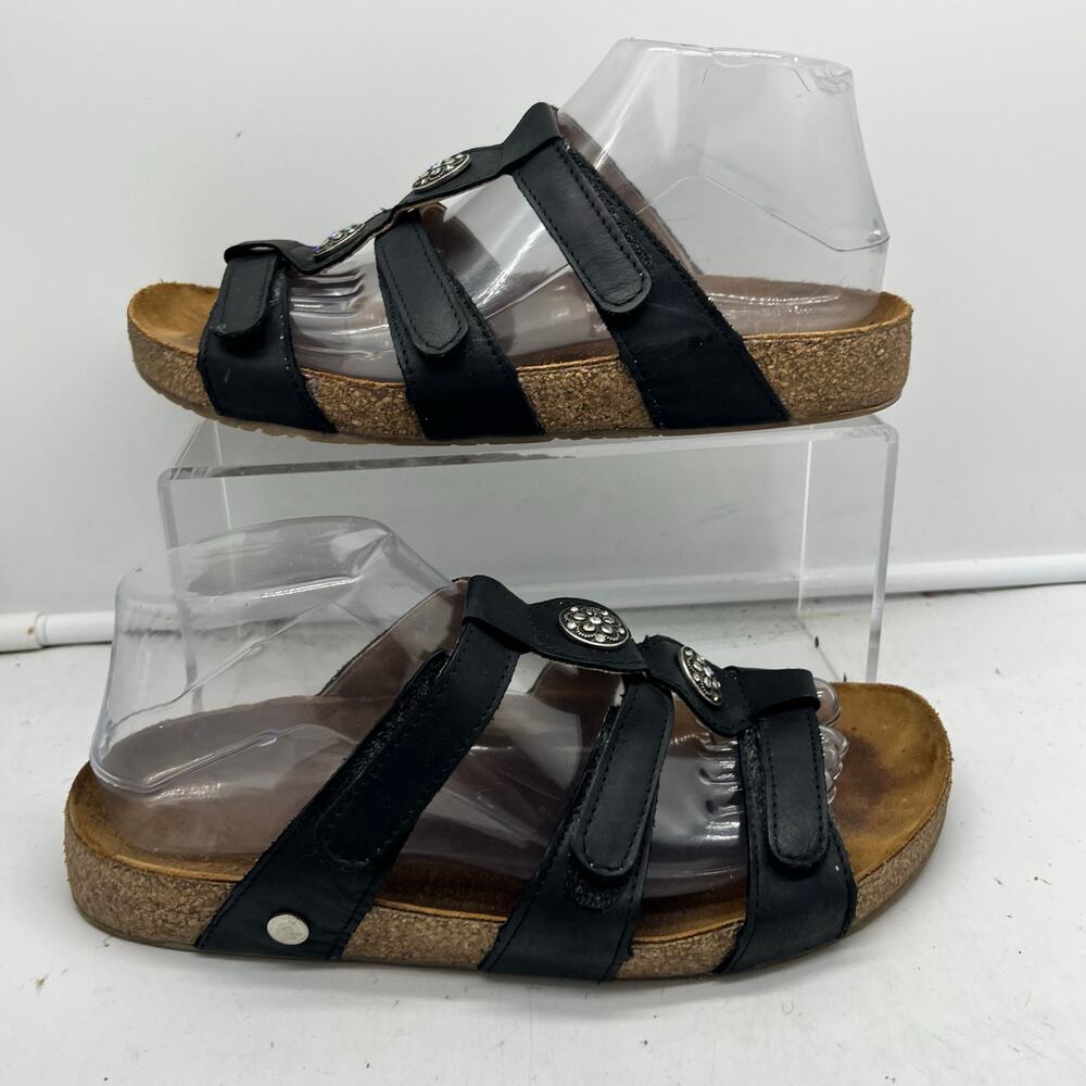 Haflinger Black Leather Cork Footbed Sandals. Size 40